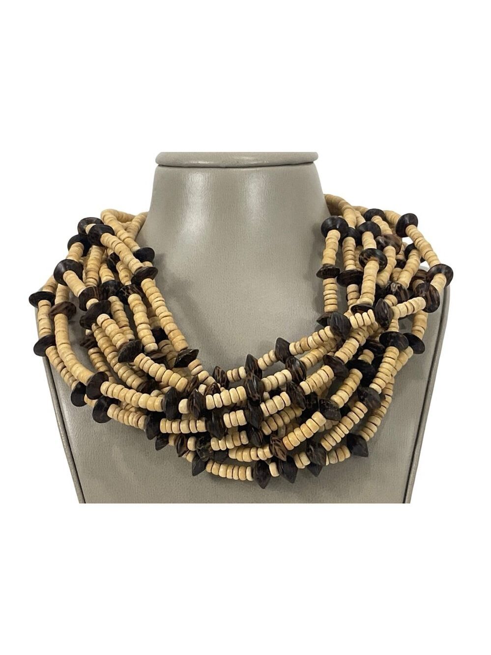 Jay Feinberg 80s Vintage Statement Choker Necklace 18” Beige and Brown
